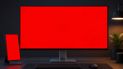 Generated illustration of a full red screen used for red subpixel testing, stuck pixel detection, and OLED burn-in checks.