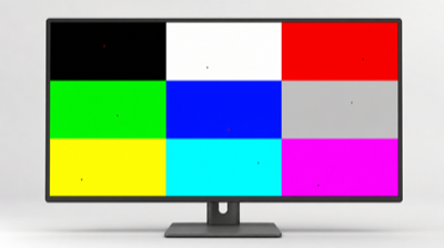 Generated illustration of solid color screen panels used for pixel testing.
